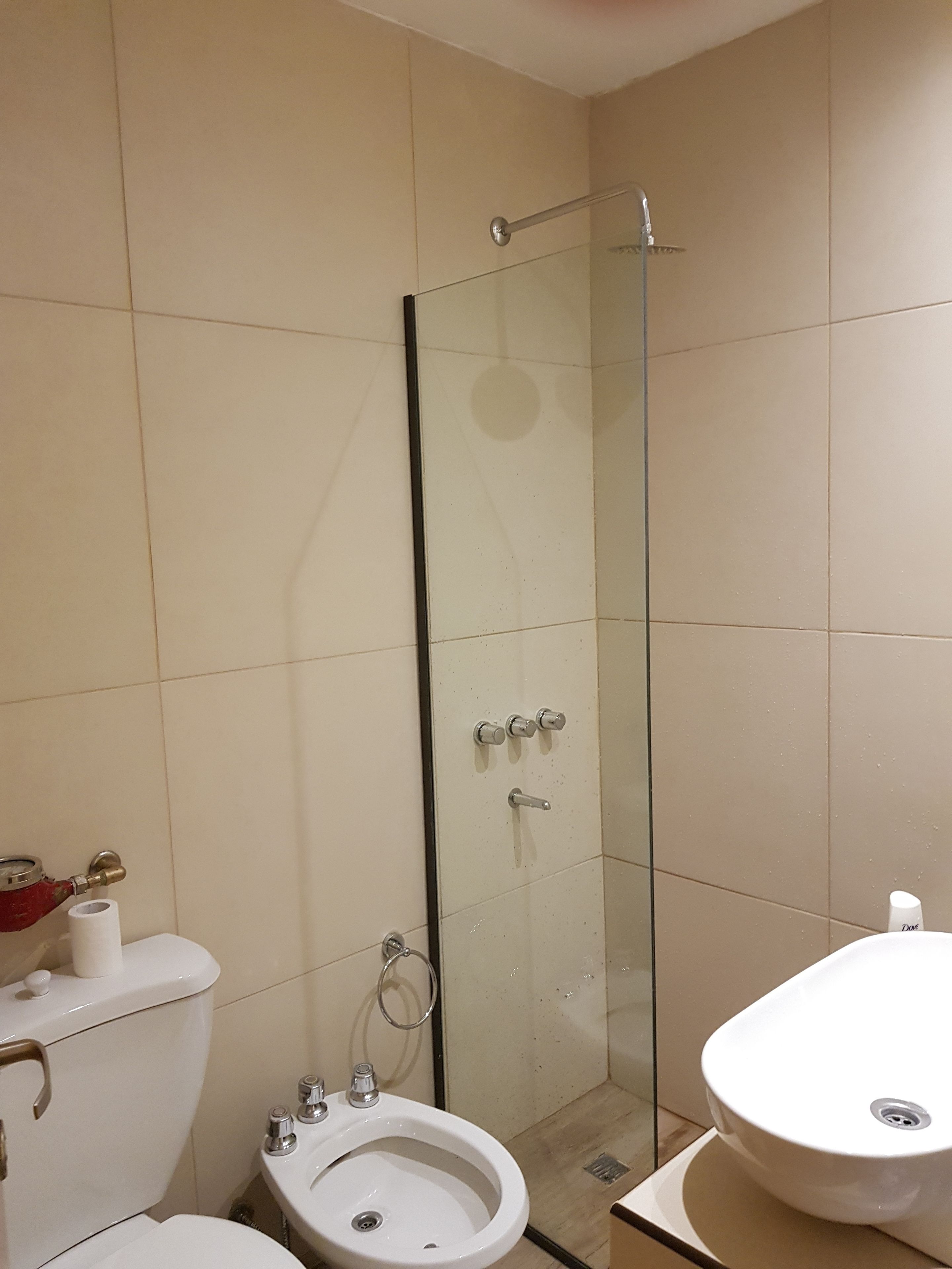 Shower, free toiletries, bidet, towels
