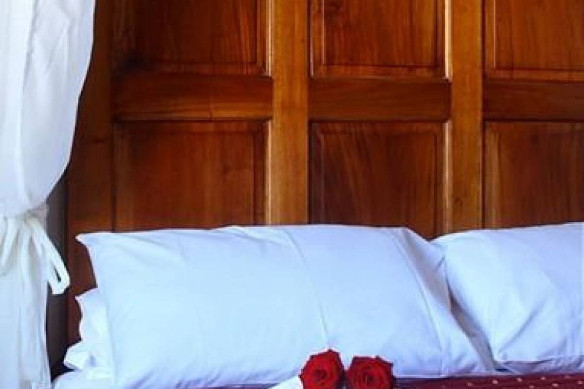 standard double room, garden view (four poster) | desk, blackout curtains, free wifi, bed sheets