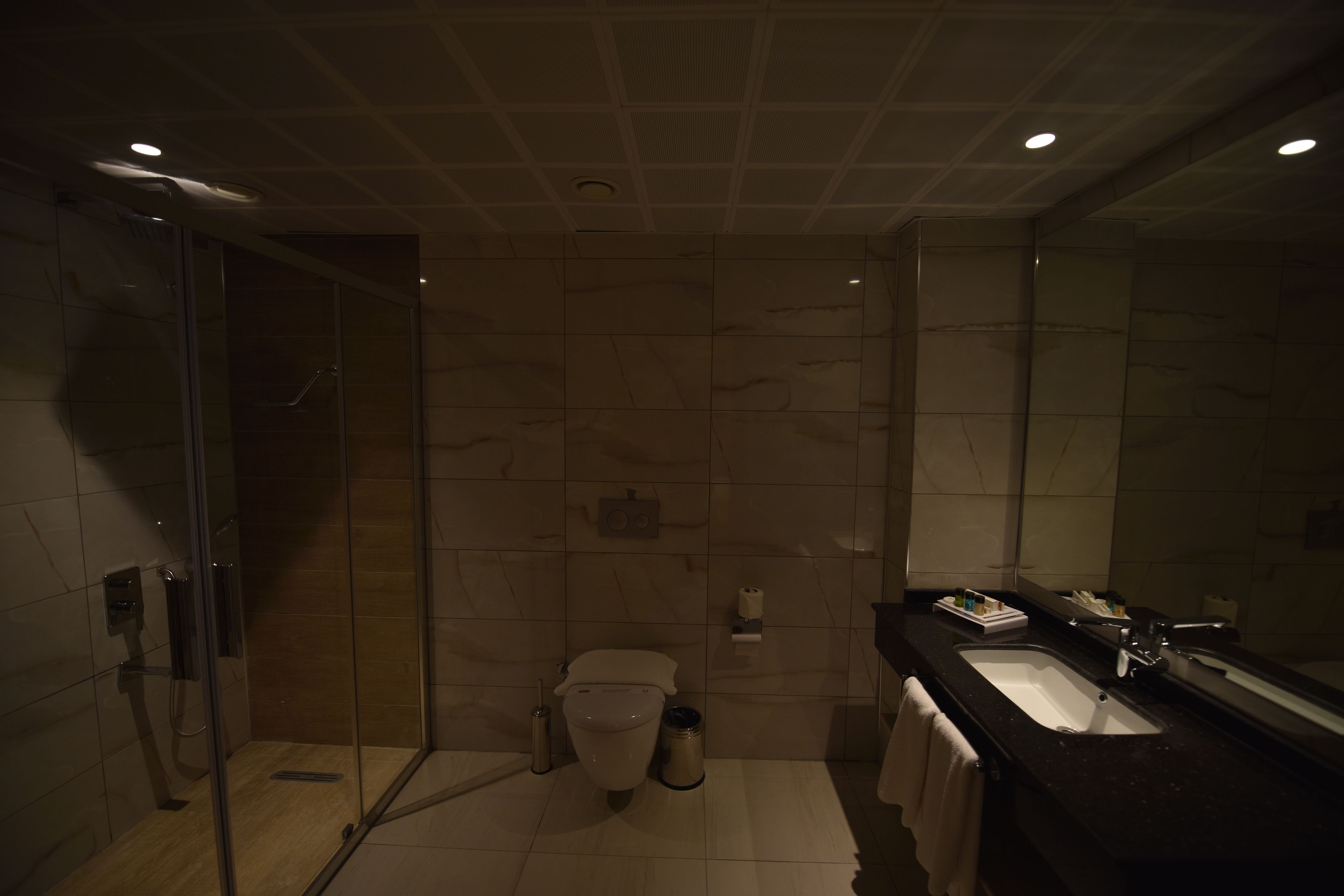 shower, free toiletries, hair dryer, slippers