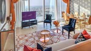 Luxury Apartment, 3 Bedrooms, City View | Living area - Dream Inn 48 Burj Gate Gulf View (Dubai)