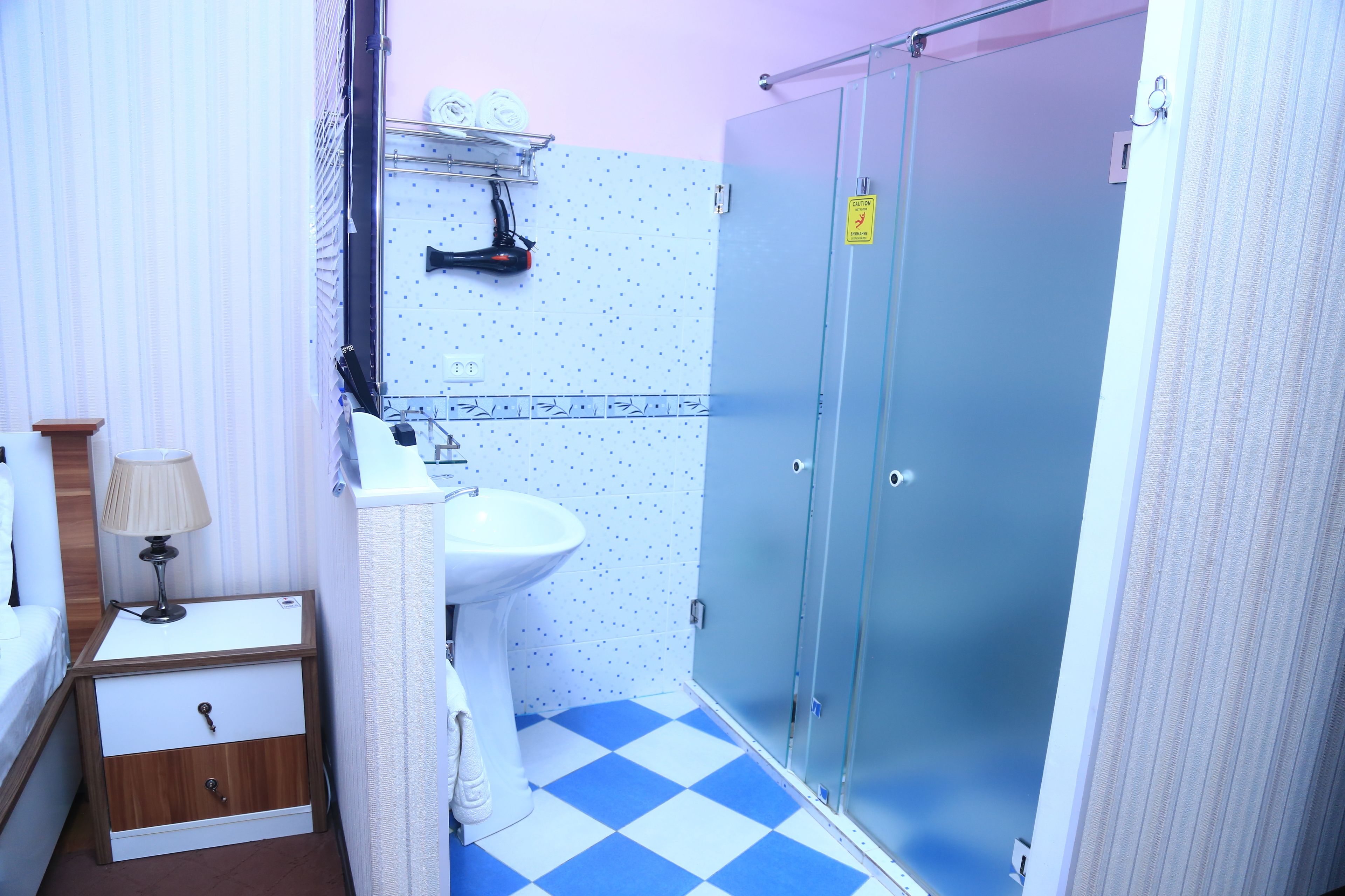 shower, free toiletries, hair dryer, bathrobes