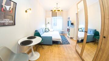 Standard-Apartment | Verdunkelungsvorhänge, schallisolierte Zimmer, Bügeleisen/Bügelbrett