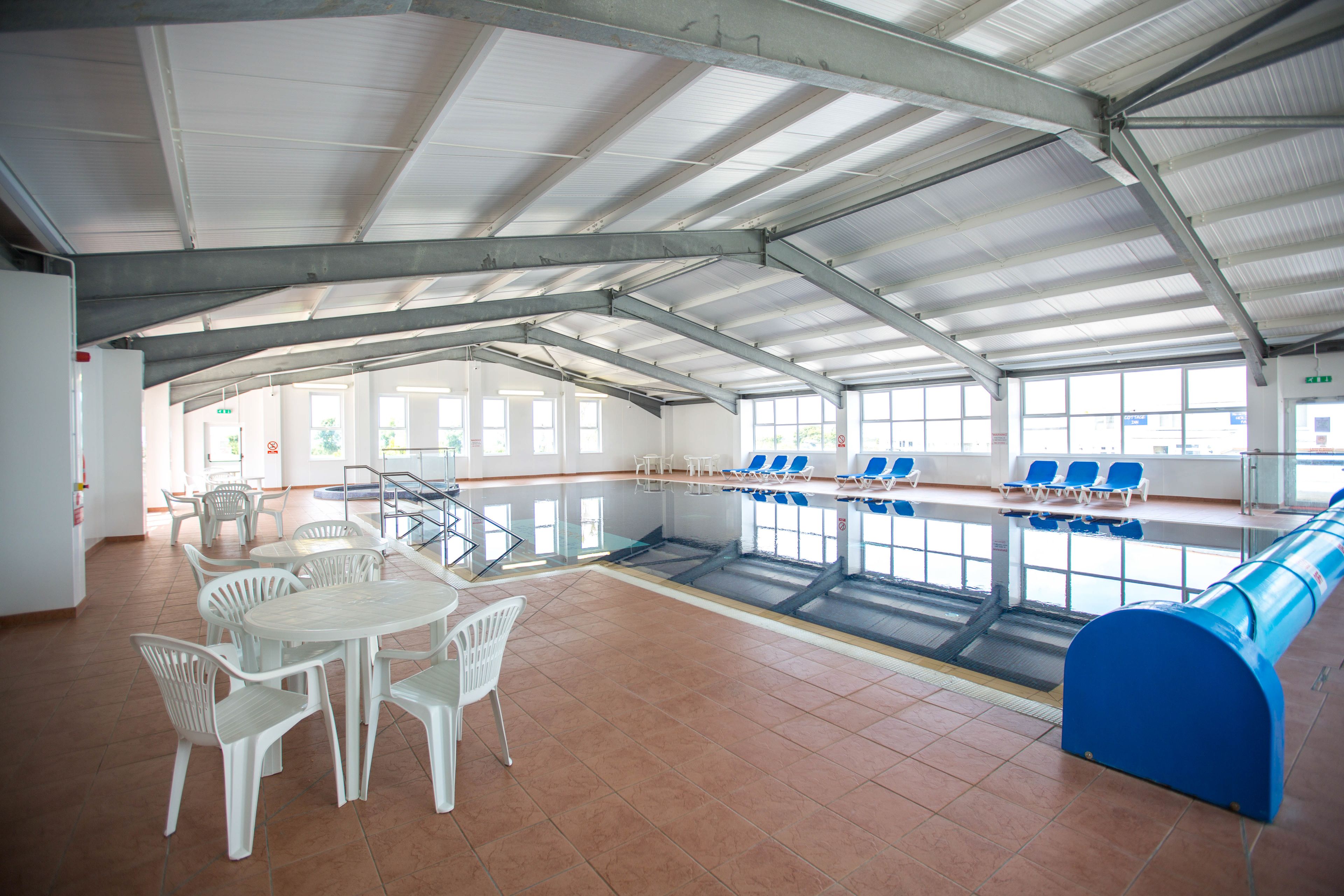 indoor pool, pool loungers