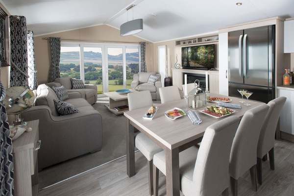 Premium Plus Caravan 3 (Hot tub) | Living area | Flat-screen TV