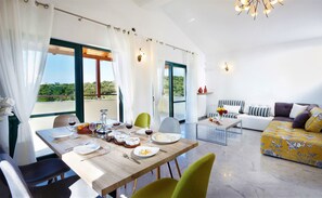 Villa, Private Pool | Living room | Smart TV, fireplace, Netflix