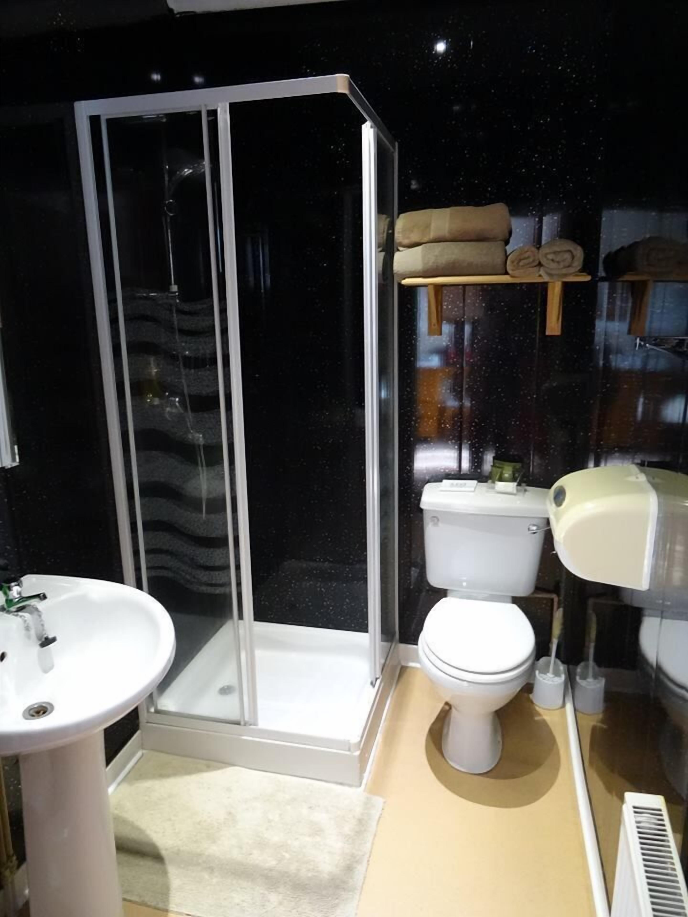 free toiletries, hair dryer, towels