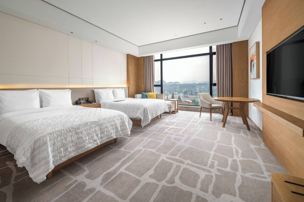 room, 2 double beds, mountain view (chic room) | 1 bedroom, down duvets, in-room safe, desk