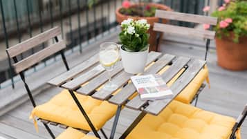 Apartamento luxo, 1 quarto, terraço, vista para a cidade | Terraço/påtio