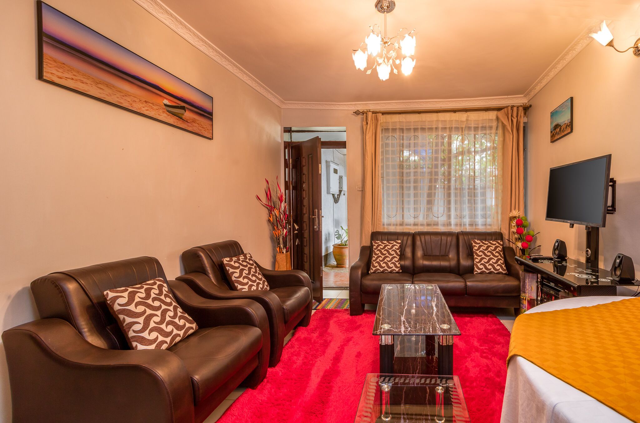 Comfort Apartment, 2 Bedrooms, Non Smoking, Ground Floor | Living area | 24-inch flat-screen TV with cable channels, TV