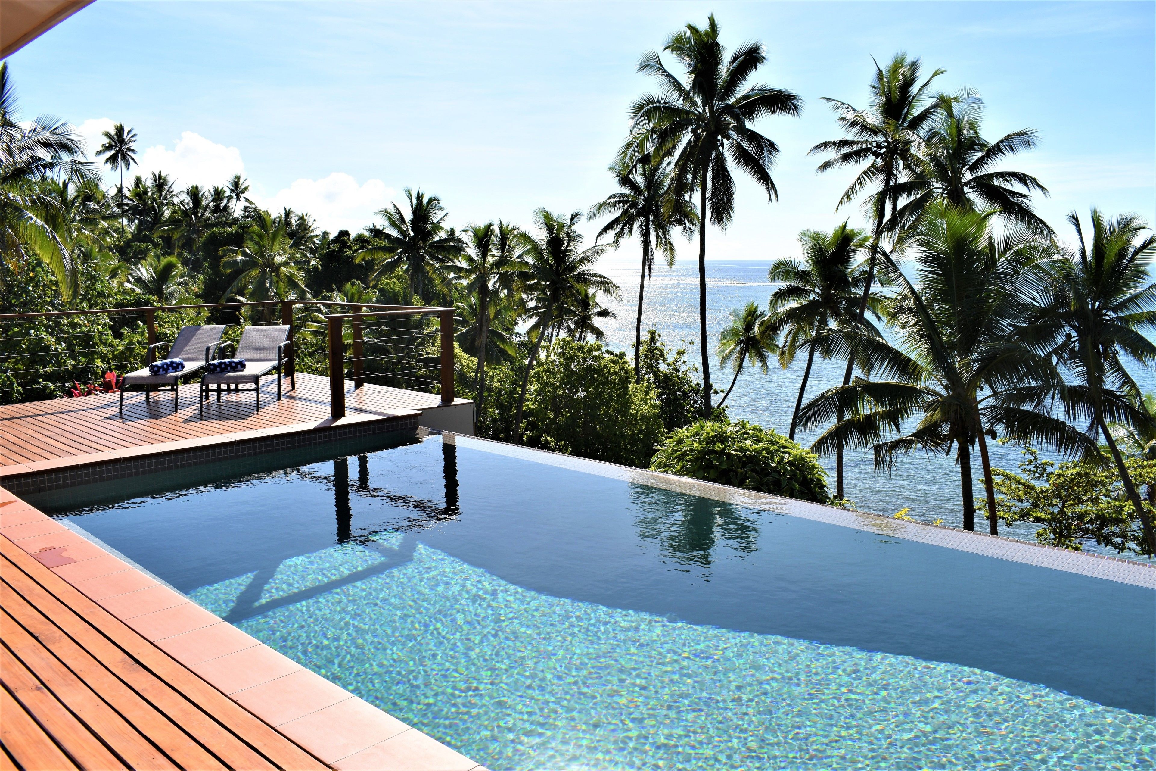 Outdoor pool, sun loungers