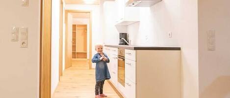 Fridge, oven, dishwasher, highchair