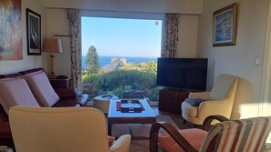 Télévision, lecteur de DVD, livres, espaces bureaux