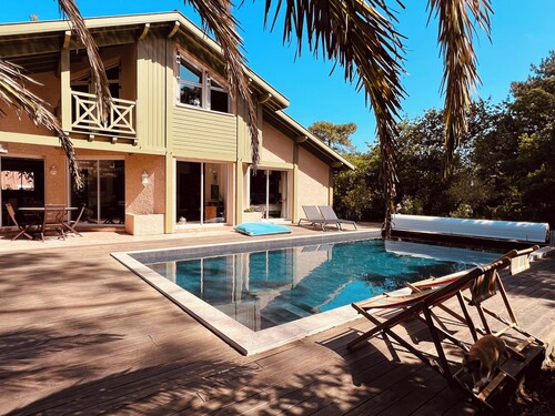 Villa 4* CAPBRETON, piscine chauffée entre plage et foret, 3 min de la plage