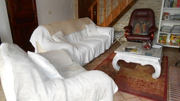 Fernseher, Kamin, Tischtennisplatte, Bücher
