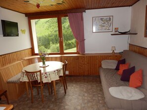 Een televisie, een tafeltennistafel en boeken