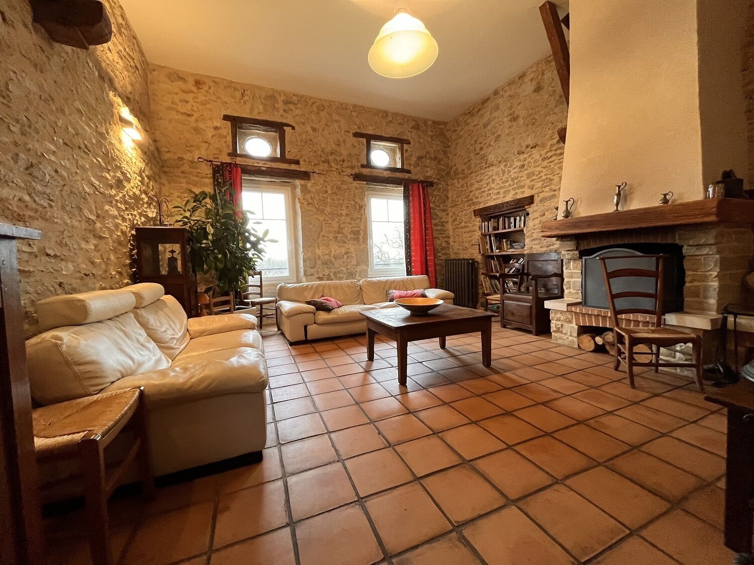 TV connectée, cheminée, lecteur de DVD, table de tennis de table