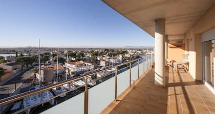 Panorama 180 ° Blick auf den Kanälen, Schwimmbad, 6 Personen Rosas Naturschutzgebiet