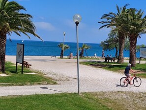 Beach nearby, sun-loungers