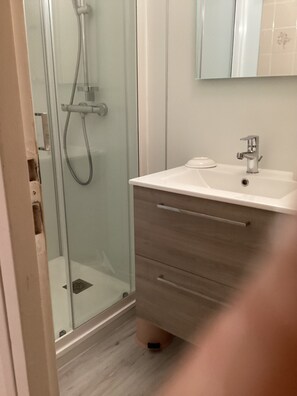 Shower, hair dryer - Flat in a building in the middle of the town (La Bourboule)
