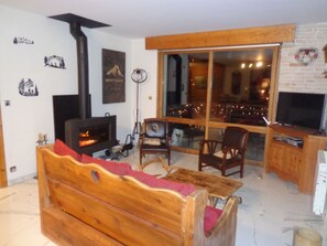 TV, lareira, DVD player, mesa de pingue-pongue