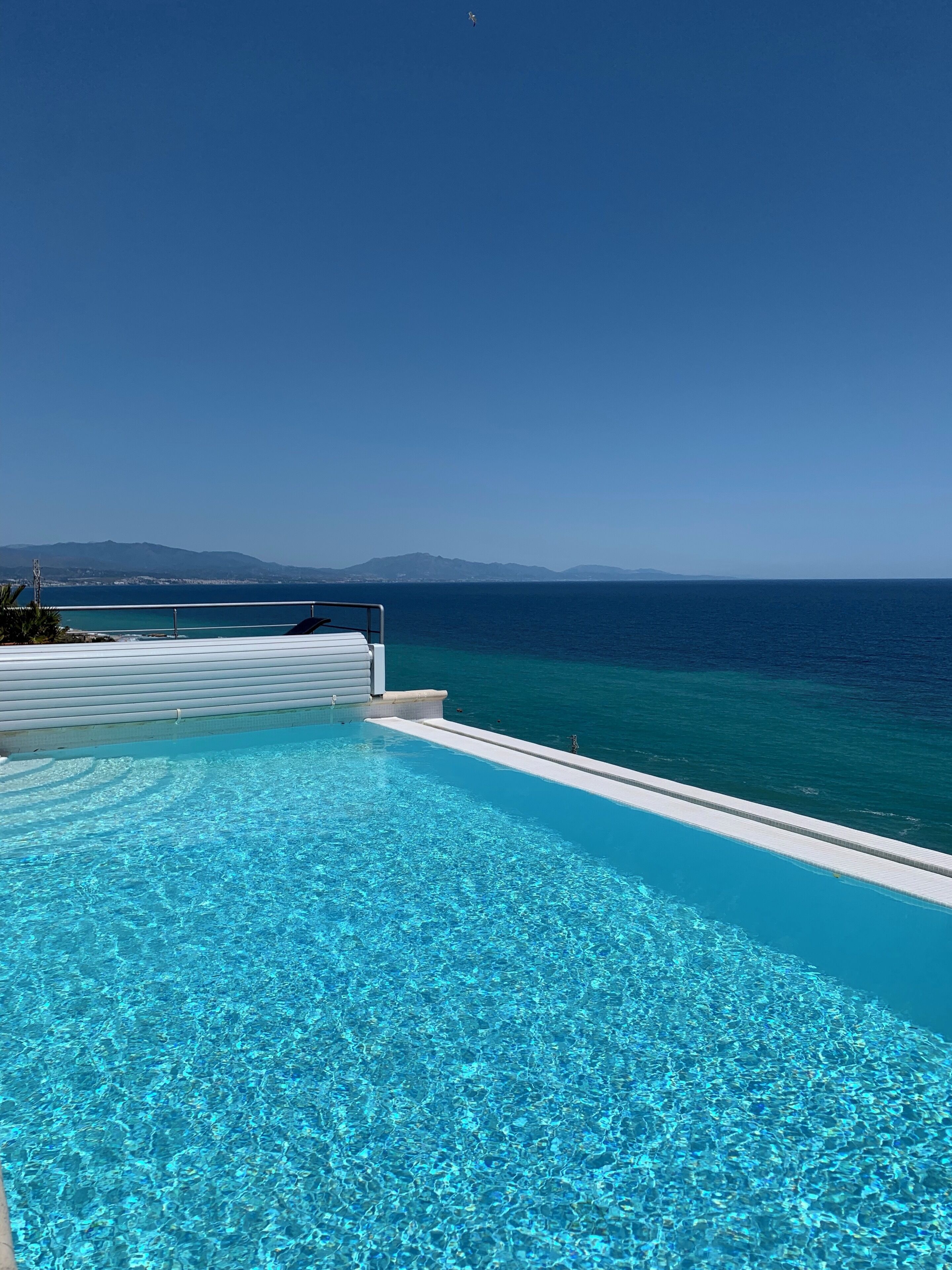 An infinity pool, a heated pool