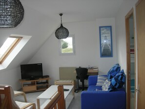 Télévision, lecteur de DVD, livres, chaîne hi-fi