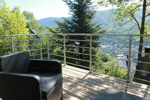 la vallée et St Lary depuis le salon de la terrasse extérieure