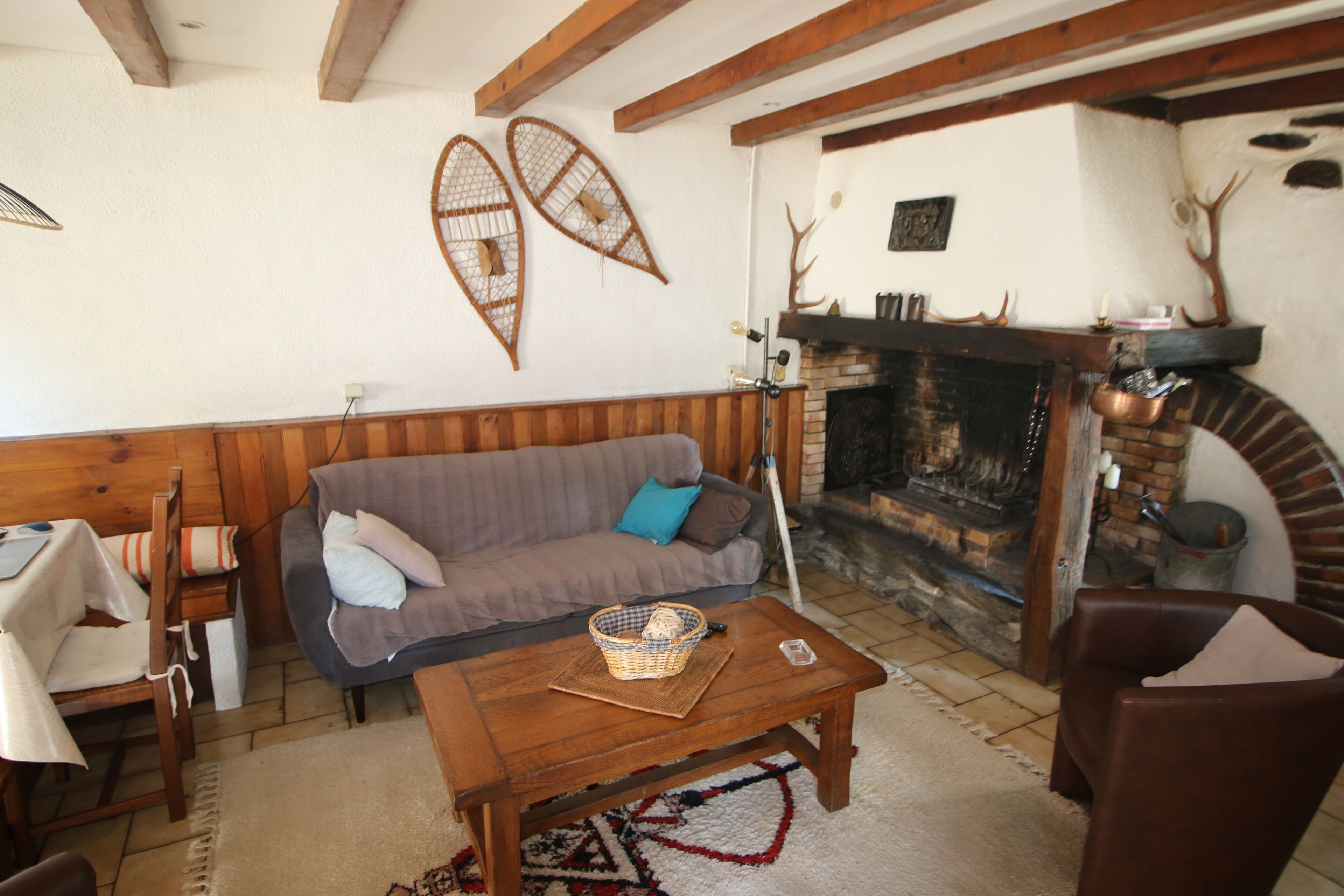 Smart TV, fireplace, DVD player, books