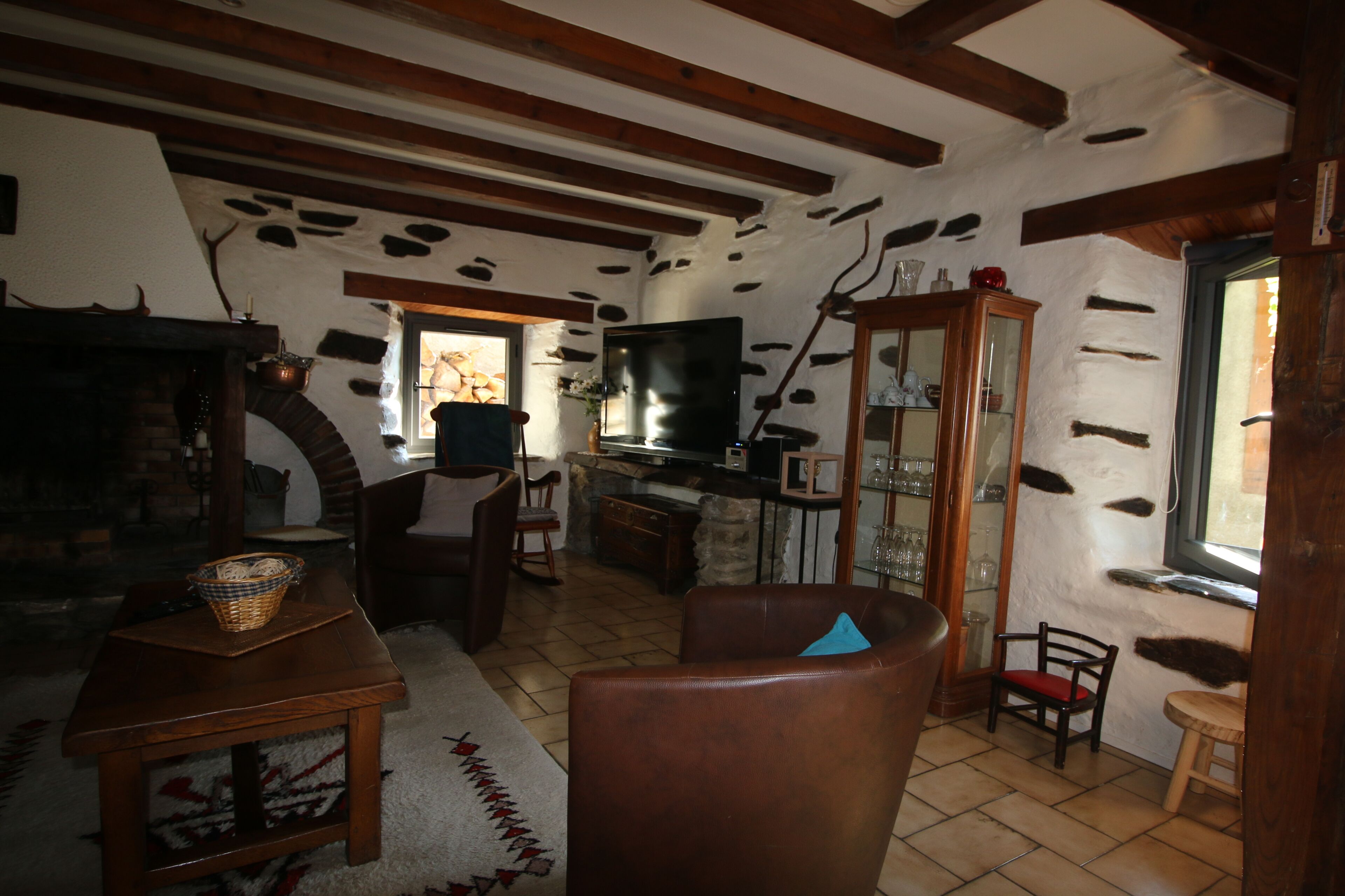 Smart TV, fireplace, DVD player, books