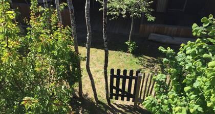 Schuppen mit überdachter Terrasse und eigenem Garten