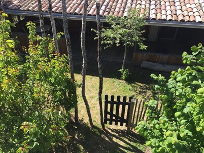 Shed with covered terrace and private garden