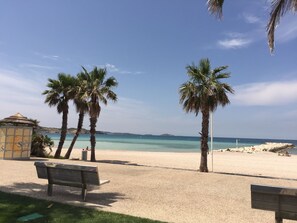 Beach nearby, sun-loungers