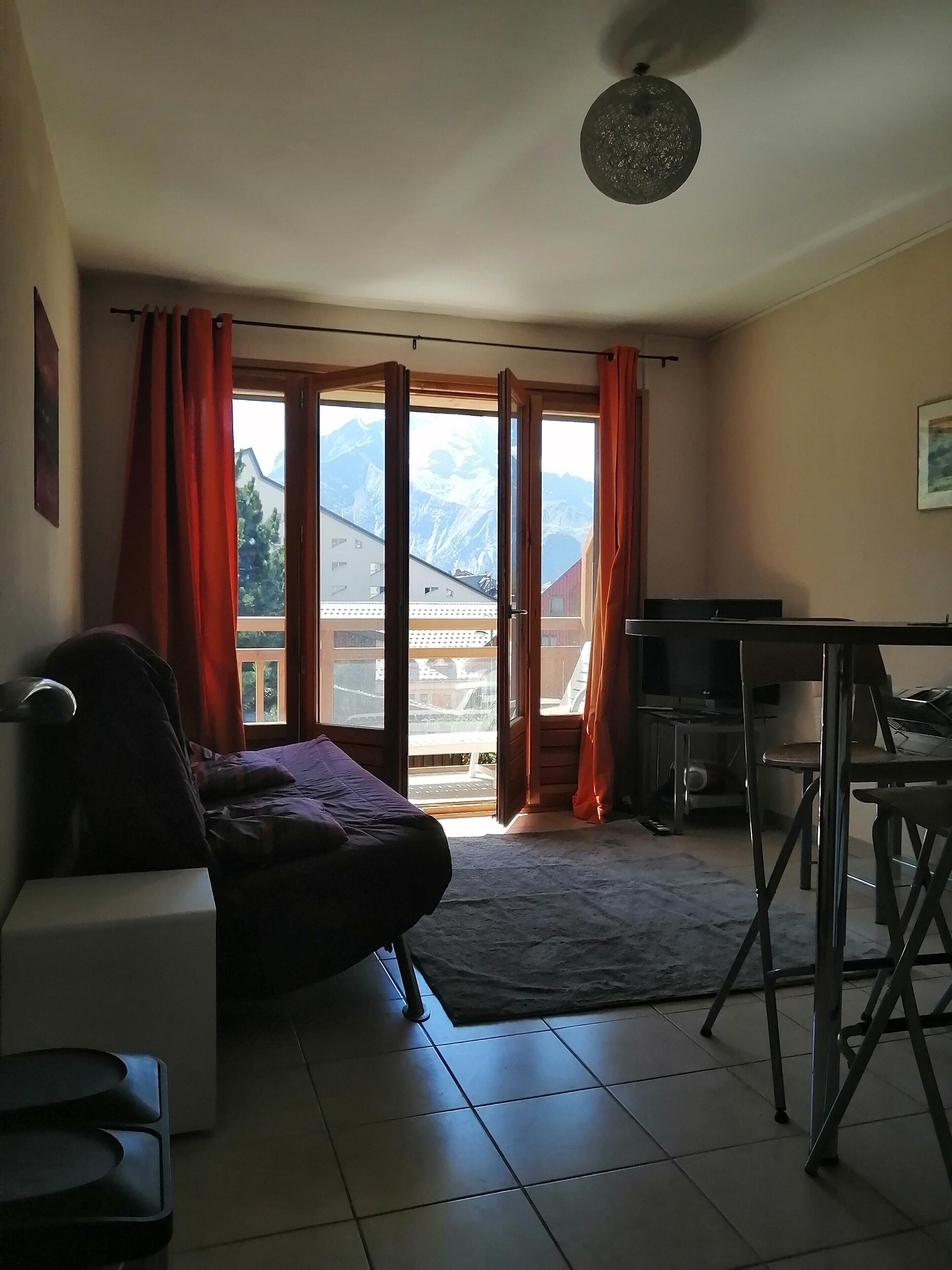 TV, DVD player, books, video library