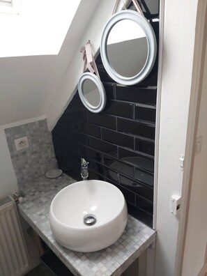 Ducha, secador de pelo, toallas, papel higiénico