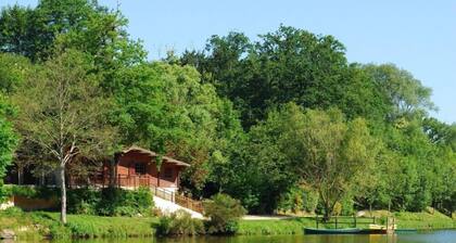 Wooden cottage on the water