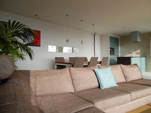 LED TV, DVD player, music library, video library