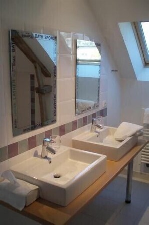 Bathtub, hair dryer, toilet paper