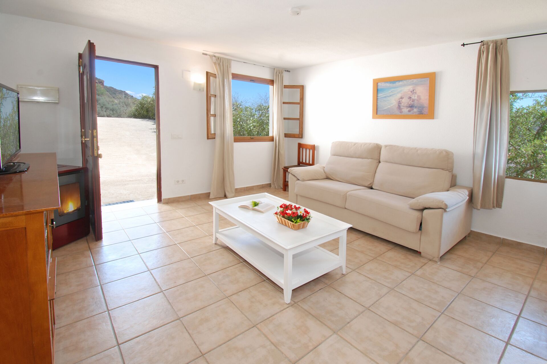 Smart TV, chimenea, reproductor de DVD y tenis de mesa 