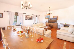 Smart TV, fireplace, DVD player, ping pong
