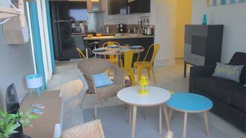 Televisión, reproductor de DVD y libros