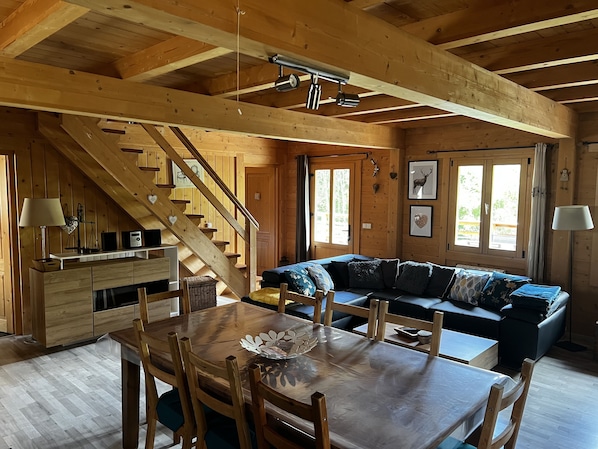 Smart TV, fireplace, DVD player, books