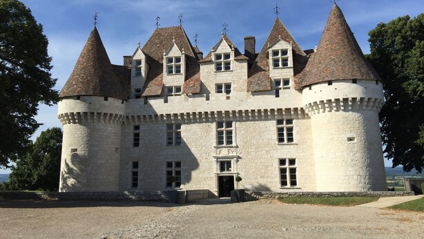 A castle with multiple towers and a central entrance. - Bright architect-designed house-private saltwater pool-wonderful unobstructed view (Le Bugue)