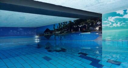 700 euros week April 13 to 27. Private indoor swimming pool at 29° sauna 