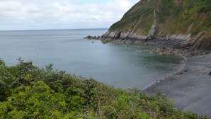 Un paysage côtier caractérisé par une côte rocheuse et une falaise.