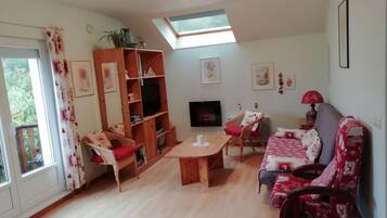 Een televisie, een dvd-speler en boeken