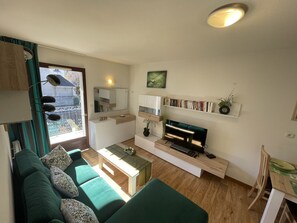 Smart TV, DVD player, books