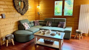 Smart TV, fireplace, video games, DVD player