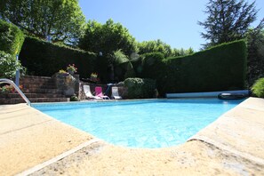 Outdoor pool - House in small village Cevennes with pool and garden. (Chamborigaud)