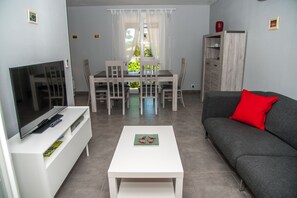 Flachbildfernseher, Kamin, DVD-Player