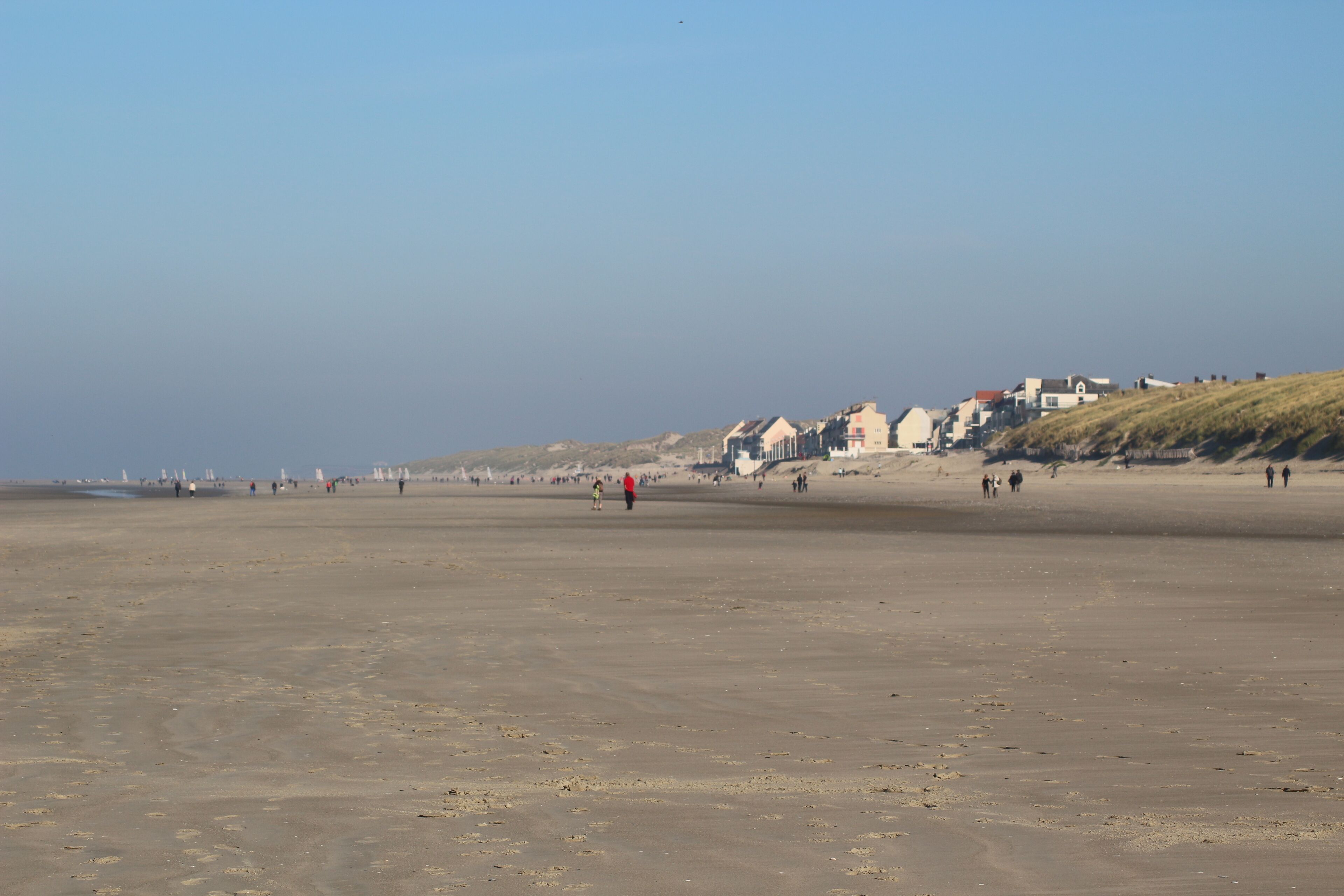 On the beach, sun loungers